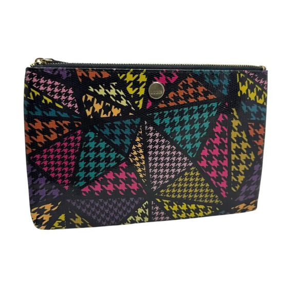 LODIS Multi-color houndstooth flat pouch clutch zip top NWT RFID 8.75" x 5.75" - Picture 4 of 4